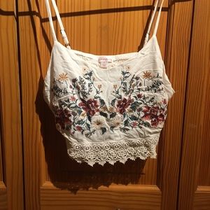 White Flowery Crop Top